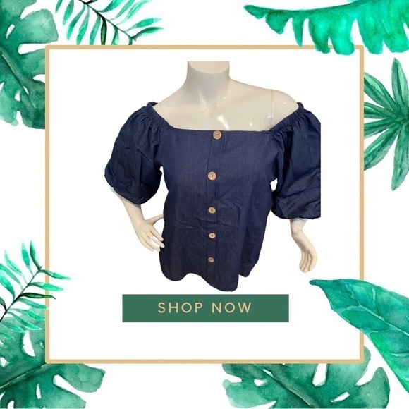 Denim Off Shoulder Tunic - Picture 1 of 10